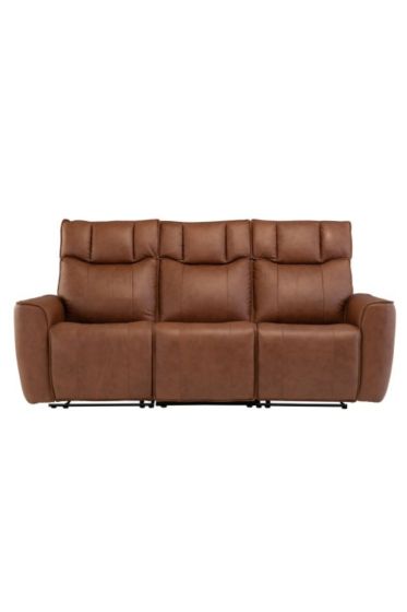 DOLFINO TAN LEATHER 3 SEATER SOFA  - E/RECLINING