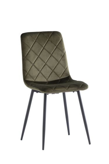 BELLA JUNIPER GREEN VELVET DINING CHAIR w/ BLACK LEGS