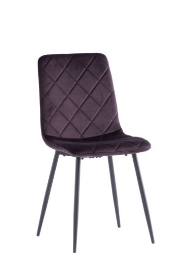 BELLA AUBERGINE VELVET DINING CHAIR w/ BLACK LEGS