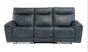 DANETTI BLUE LEATHER 3 SEATER SOFA - E/RECLINING