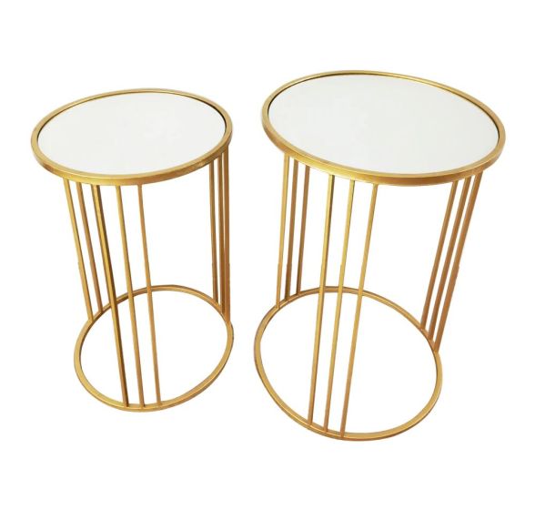 NEST OF 2 GOLD FREYA ACCENT TABLES