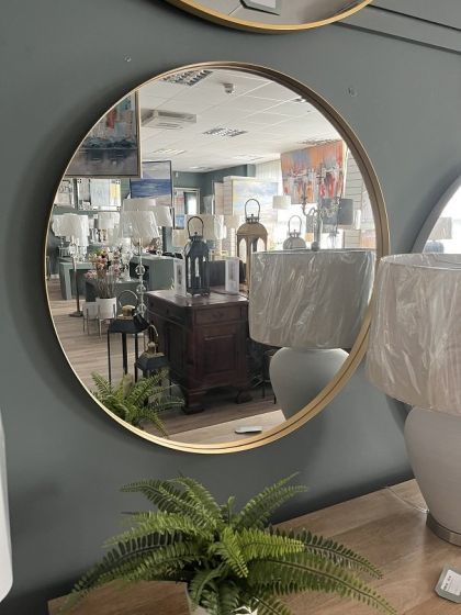 80cm ROUND GOLD WALL MIRROR