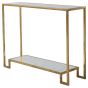 GOLD CONSOLE TABLE w/ MIRROR SHELF 