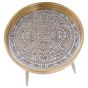 45x61 RND GOLD SIDE TABLE w/ ETCH PATTERN