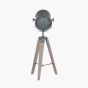 BULLSEYE GREY METAL & WOOD TRIPOD T/LAMP