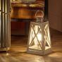 DEVON WHITE & CHROME LANTERN T/LAMP