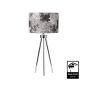 63cm CHROME TRIPOD T/LAMP BLACK & WHITE SHADE