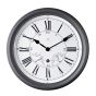 35.5cm GREY WALL CLOCK w/ LED SOUND