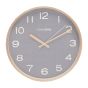 30cm GREY HOMETIME ROUND WALL CLOCK w/ ARABIC NUMBERS 