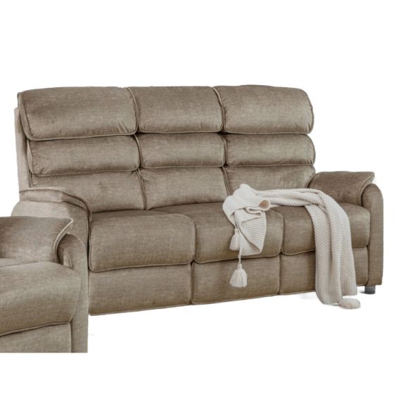 SAVOY TAUPE FABRIC 3 SEATER SOFA (FIXED)