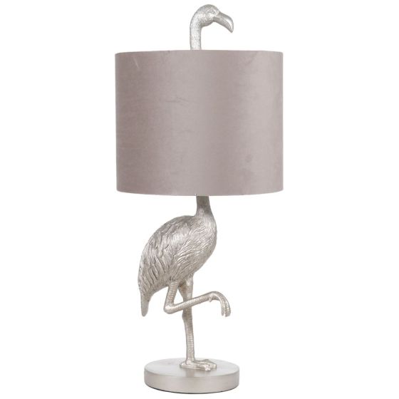 61cm SILVER FLAMINGO T/LAMP w/ STONE SHADE