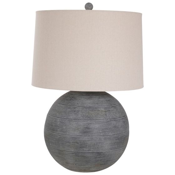 65cm GREY TABLE LAMP w/ OATMEAL SHADE