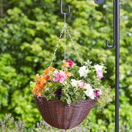 14" CHESTNUT FAUX RATTAN BASKET