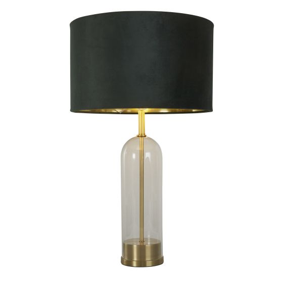 OXFORD BRASS T/LAMP w/ GREEN SHADE