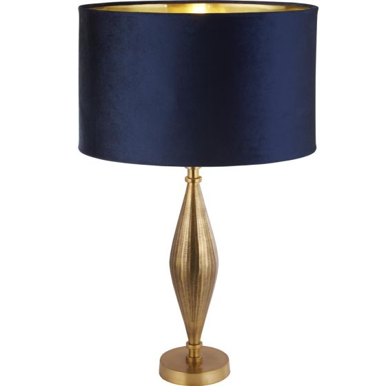 RYE A/BRASS T/LAMP w/ NAVY SHADE