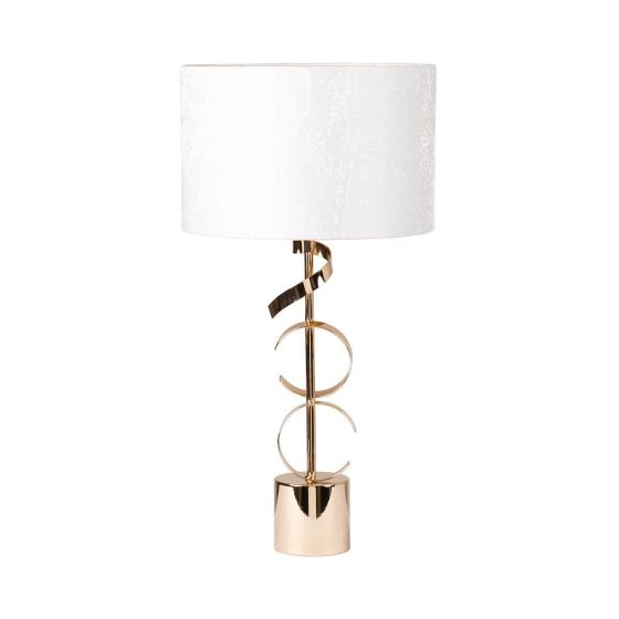 51cm GOLD METAL SWIRL T/LAMP w/ WHITE SHADE