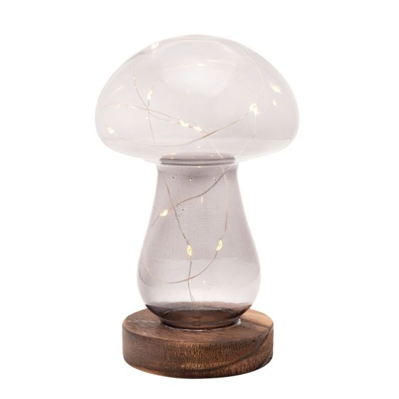 LARGE GREY GLASS LED MUSHROOM