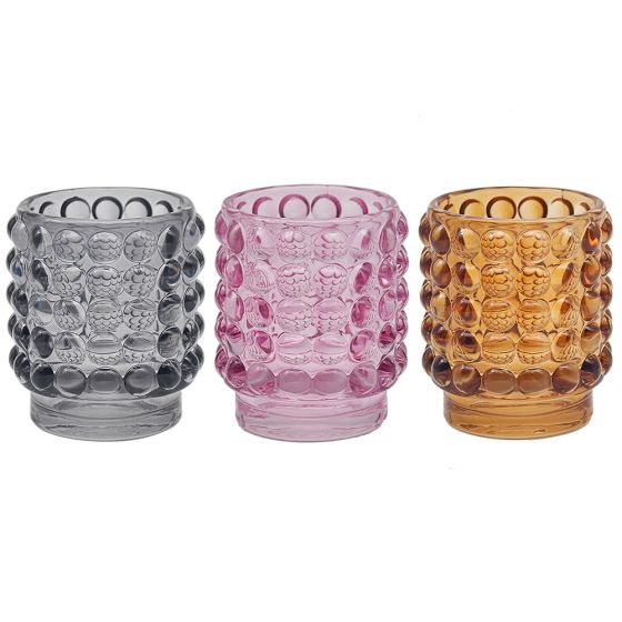 BOBBLE CANDLE HOLDER -  3 ASST