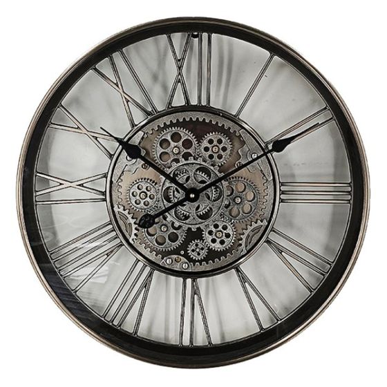 53cm PEWTER COG WALL CLOCK