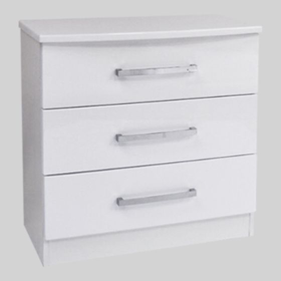 MIAMI WHITE 3 DWR WIDE CHEST - B HANDLE