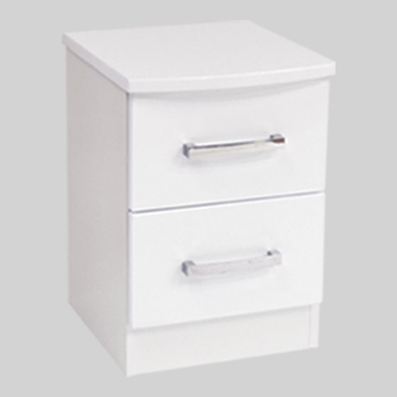 MIAMI WHITE 2 DWR BEDSIDE CHEST - B HANDLE