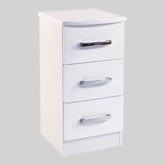 MIAMI WHITE 3 DWR BEDSIDE CHEST - B HANDLE