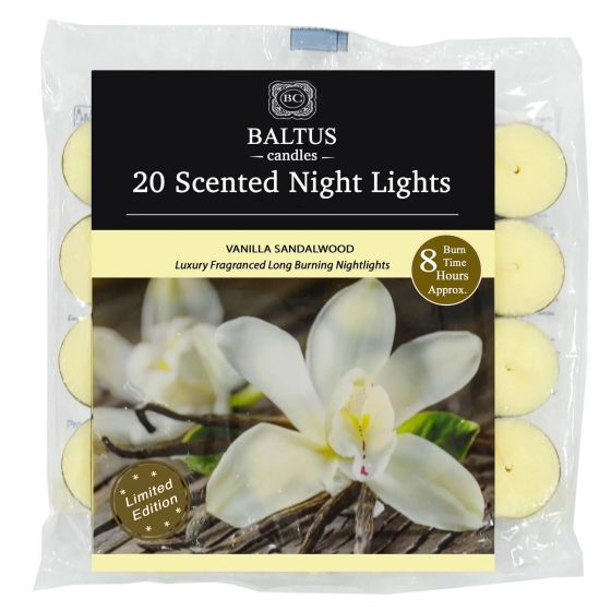 20pk VANILLA & SANDALWOOD 8hr BURN NIGHT LIGHT