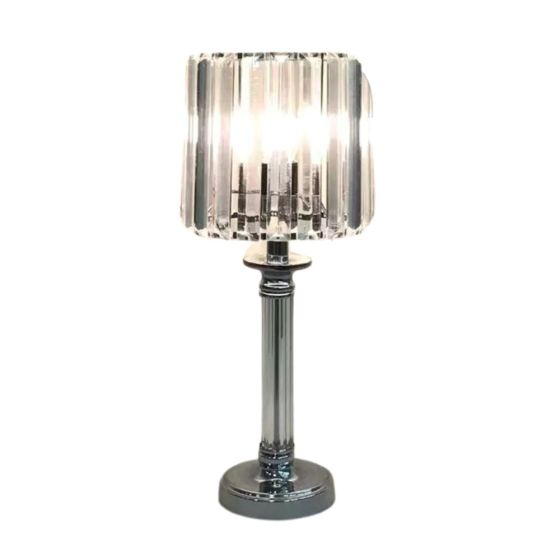 40cm IMOGEN SILVER GLASS T/LAMP