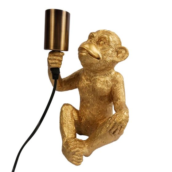 25cm GOLD MONKEY SITTING T/LAMP