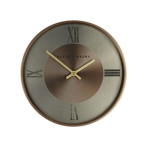 30cm BRONZE BAKER AND BROWN BRONZE WALL CLOCK