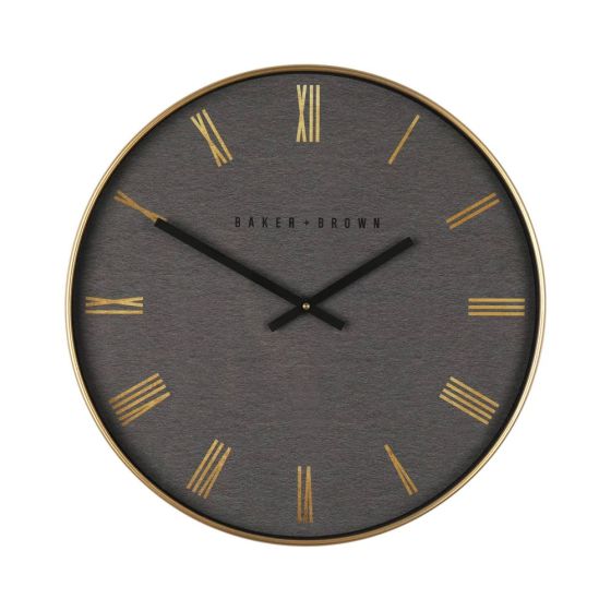 50cm DARK GREY BAKER AND BROWN NOUVEAU WALL CLOCK 