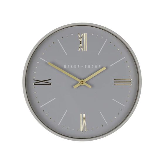 30cm GREY BAKER AND BROWN GREY WALL CLOCK