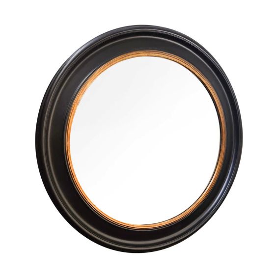 90cm MACY ROUND BLACK / GOLD WALL MIRROR