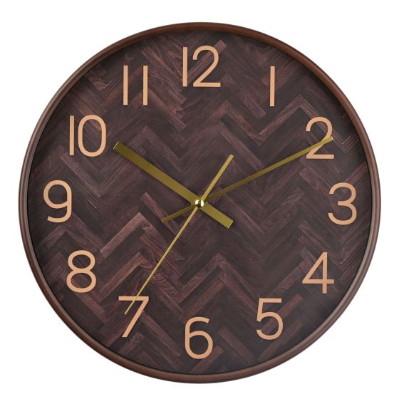 12" BROWN CHEVRON WALL CLOCK