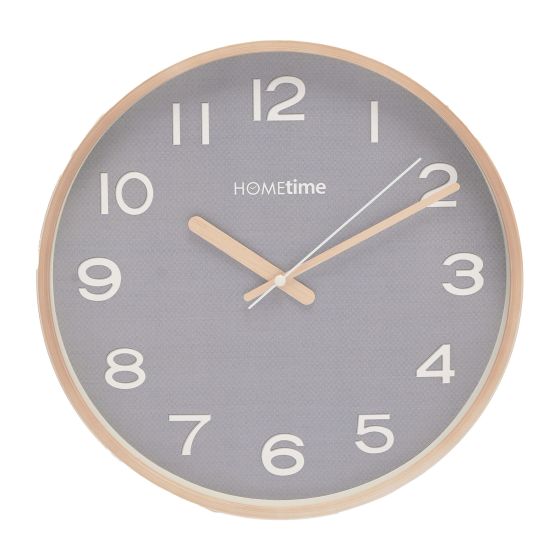 30cm GREY HOMETIME ROUND WALL CLOCK w/ ARABIC NUMBERS 