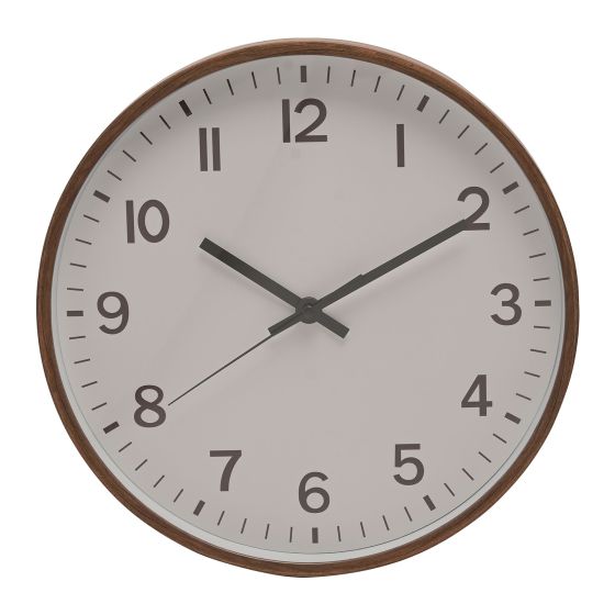 30cm RND WALL CLOCK WALNUT WOOD EFFECT