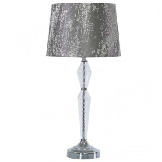 58cm METAL & GLASS T/LAMP w/ TAUPE SHADE