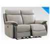 COVINGTON LEATHER RECLINING 2 SEATER SOFA - LT GREY / DARK GREY