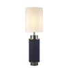 BLACK NICKEL FLASK T/LAMP w/ NAVY & WHITE SHADE