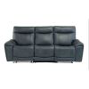 DANETTI BLUE LEATHER 3 SEATER SOFA - E/RECLINING