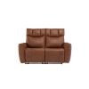 DOLFINO TAN LEATHER 2 SEATER SOFA - E/RECLINING