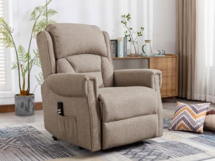 SANDRINGHAM BEIGE LIFT & TILT ARMCHAIR (DUAL MOTOR)