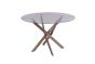 RENO 1.2m ROUND DINING TABLE - BROWN GLASS w/ BRASS LEG