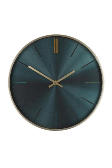 30cm BLUE BAKER AND BROWN METALLIC WALL CLOCK