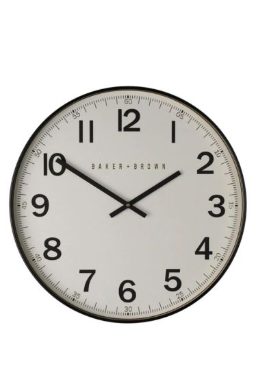 50cm WHITE BAKER AND BROWN STATION WALL CLOCK