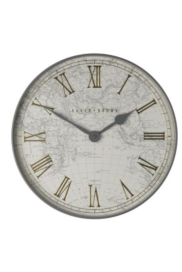 50cm WHITE BAKER AND BROWN ATLAS WALL CLOCK 