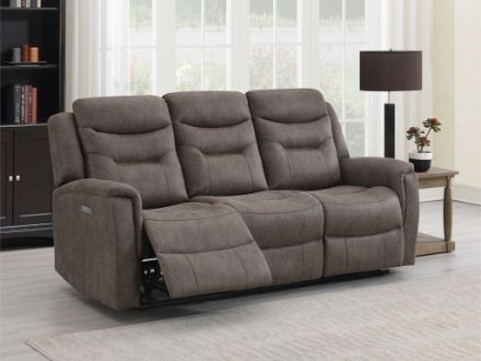 HARROGATE BROWN 3 SEATER E/RECLINING SOFA