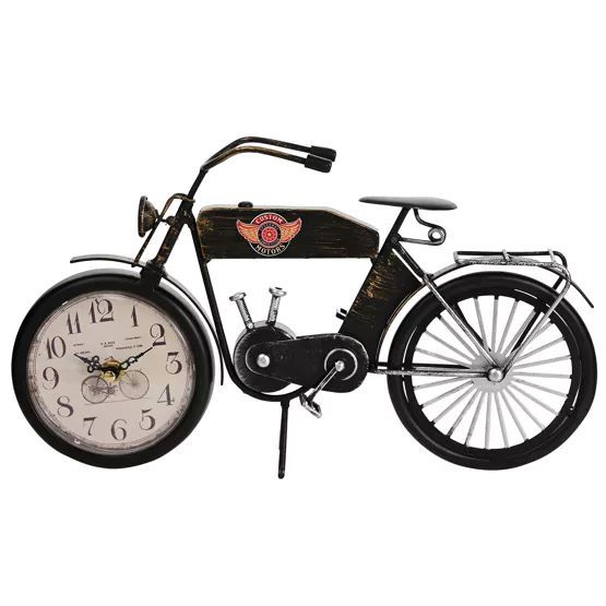 BLACK MOTORCYCLE MANTEL CLOCK