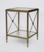 MEDALLION SIDE TABLE SQUARE ANTIQUE BRASS