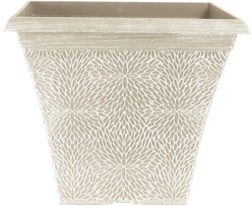 14.5" SQ. POWDERED BEIGE GREY APRIL PLANTER